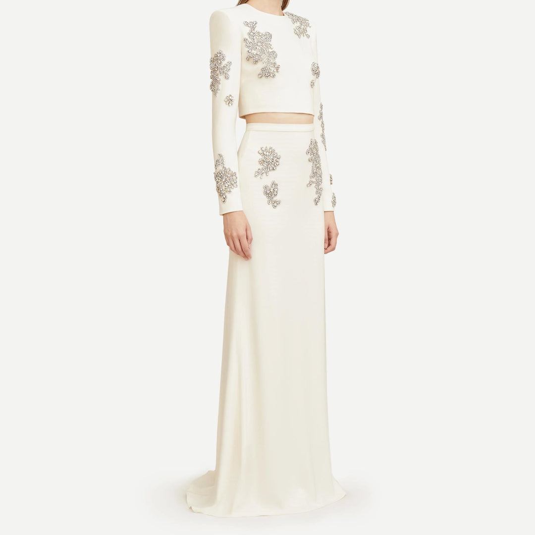 Juniper Long Sleeves Rhinestone Top and Maxi Skirt - Hot fashionista