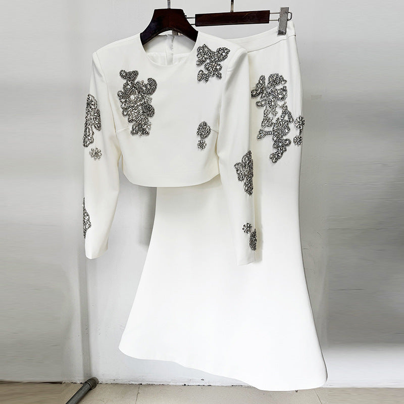 Juniper Long Sleeves Rhinestone Top and Maxi Skirt - Hot fashionista