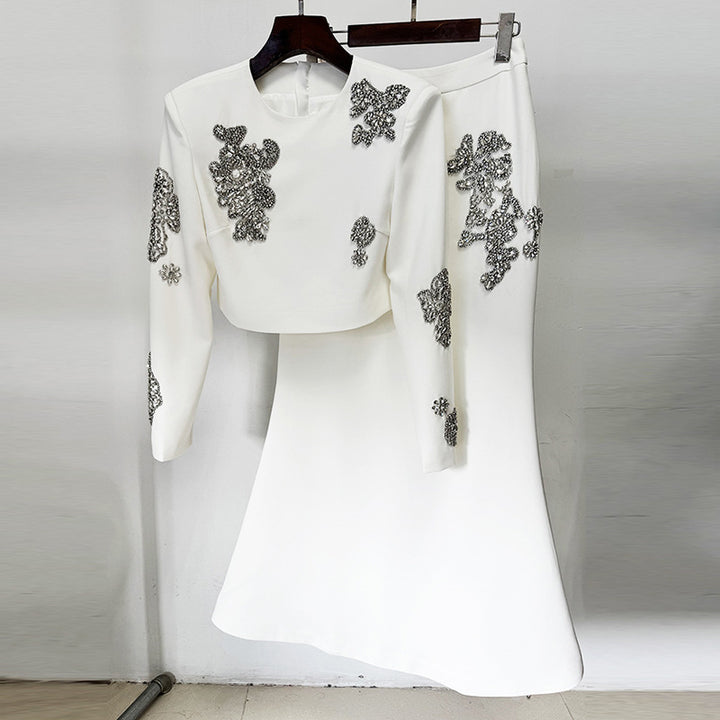 Juniper Long Sleeves Rhinestone Top and Maxi Skirt - Hot fashionista