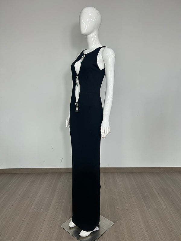 Kaelani Crystal Embellished Scoop Neck Maxi Dress - Hot fashionista