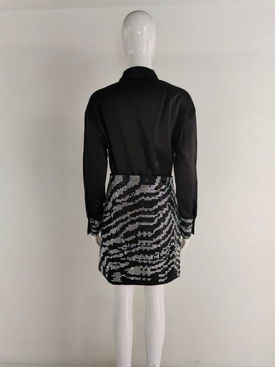 Hot Fashionista Kansas Long Sleeve Top & Crystal Embellished Skirt Set