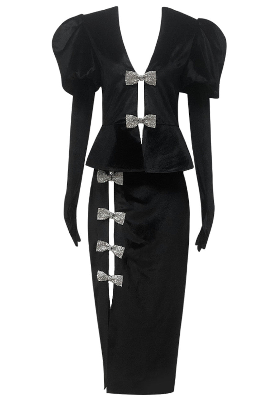 Katie Bow Silk Velvet Skirt Set - Hot fashionista