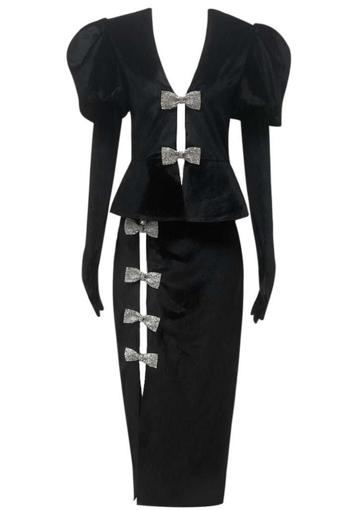 Katie Bow Silk Velvet Skirt Set - Hot fashionista