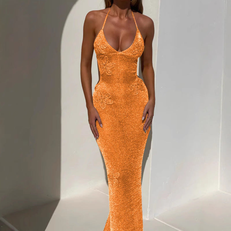 see through orange dress Evening Gowns Red See Through Prom Dress Sheer-Bodice Long Beaded Prom Dress CD0220 Orange