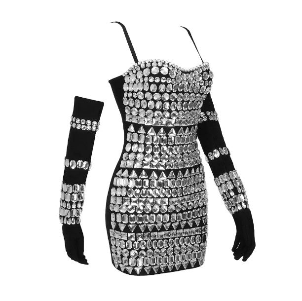 Kimber Spaghetti Strap Crystal Embellished Mini Dress - Hot fashionista