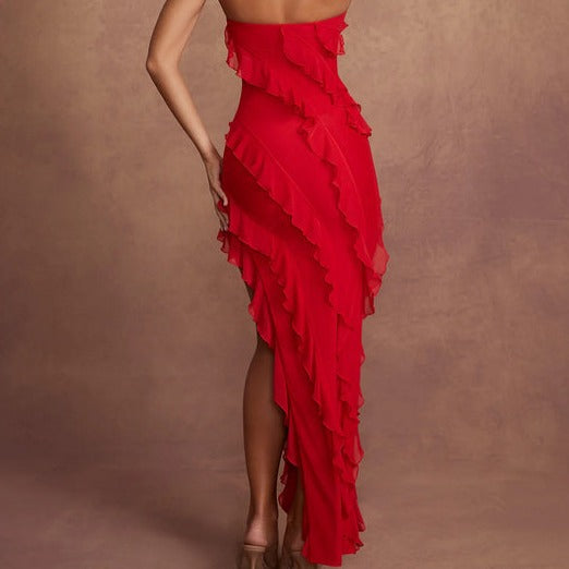 Hot Fashionista Kira Strapless High Slit Maxi Dress