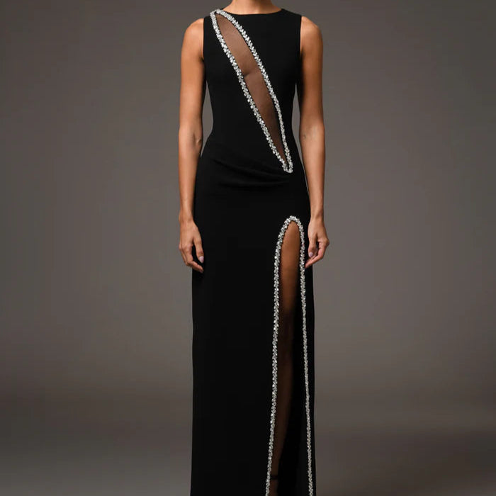 Koa Crêpe Dress Featuring Embroidery Detailing and Side-Slit Maxi Dress - Hot fashionista