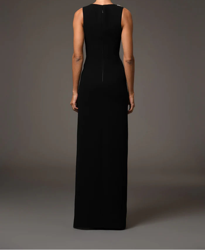 Koa Crêpe Dress Featuring Embroidery Detailing and Side-Slit Maxi Dress - Hot fashionista