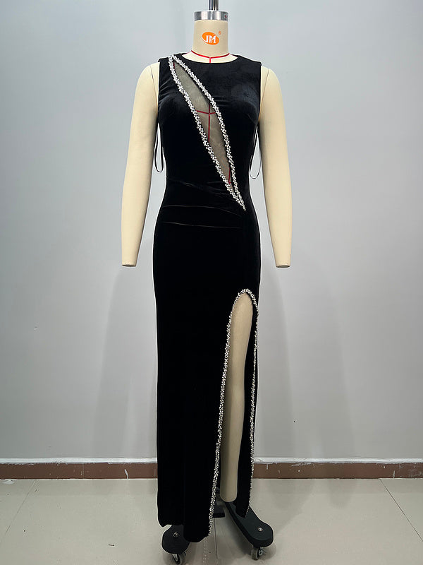 Koa Crêpe Dress Featuring Embroidery Detailing and Side-Slit Maxi Dress - Hot fashionista