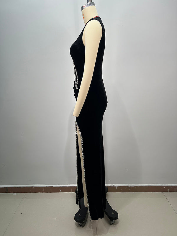 Koa Crêpe Dress Featuring Embroidery Detailing and Side-Slit Maxi Dress - Hot fashionista