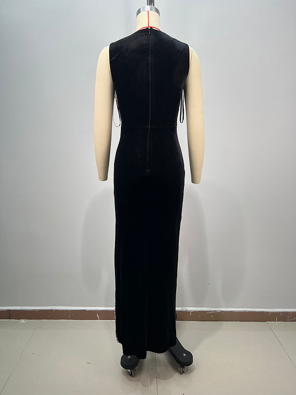 Koa Crêpe Dress Featuring Embroidery Detailing and Side-Slit Maxi Dress - Hot fashionista