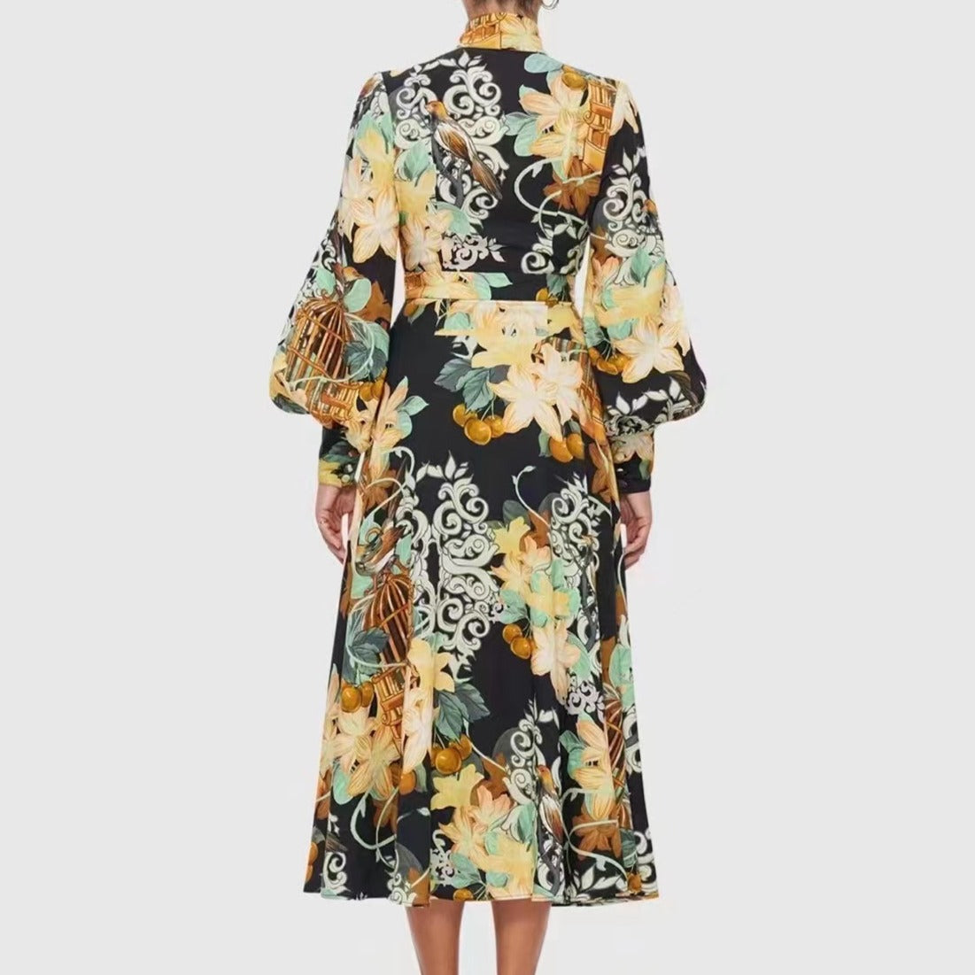 Hot Fashionista Linda Puff Sleeve Floral Midi Dress