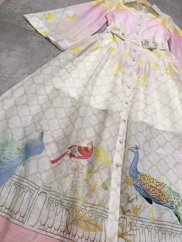 Liv Peacock Print Silk Maxi Dress - Hot fashionista