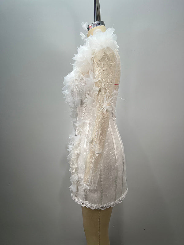 Lumi Floral Lace High-Neck Mini Dress - Hot fashionista