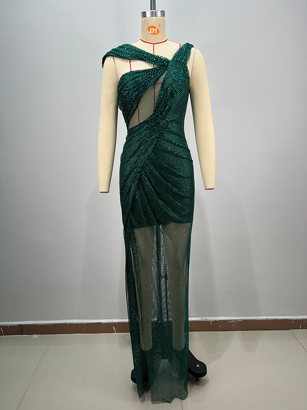 Lux Cutout High Slit Mesh Dress - Hot fashionista