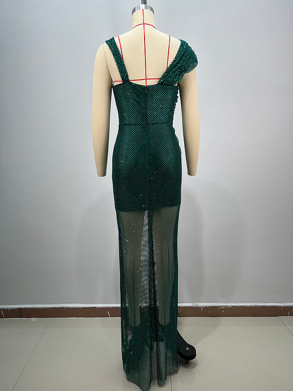 Lux Cutout High Slit Mesh Dress - Hot fashionista