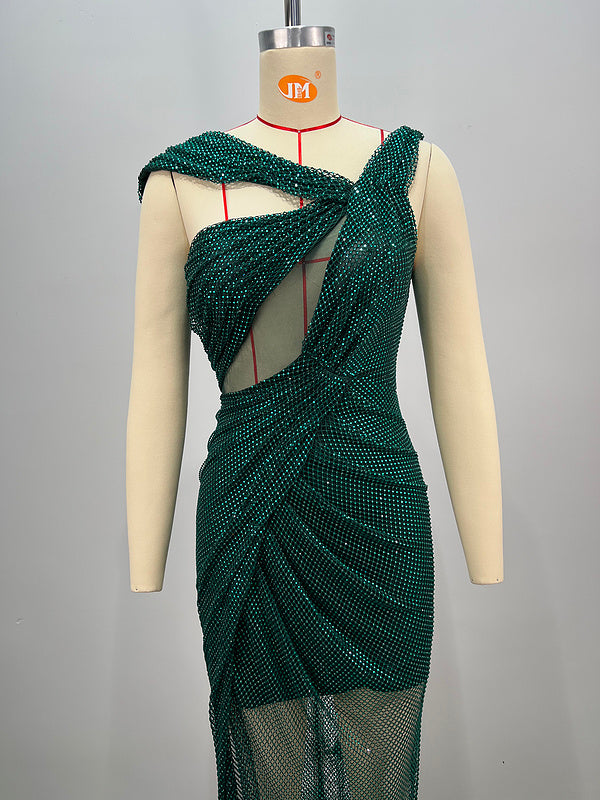 Lux Cutout High Slit Mesh Dress - Hot fashionista