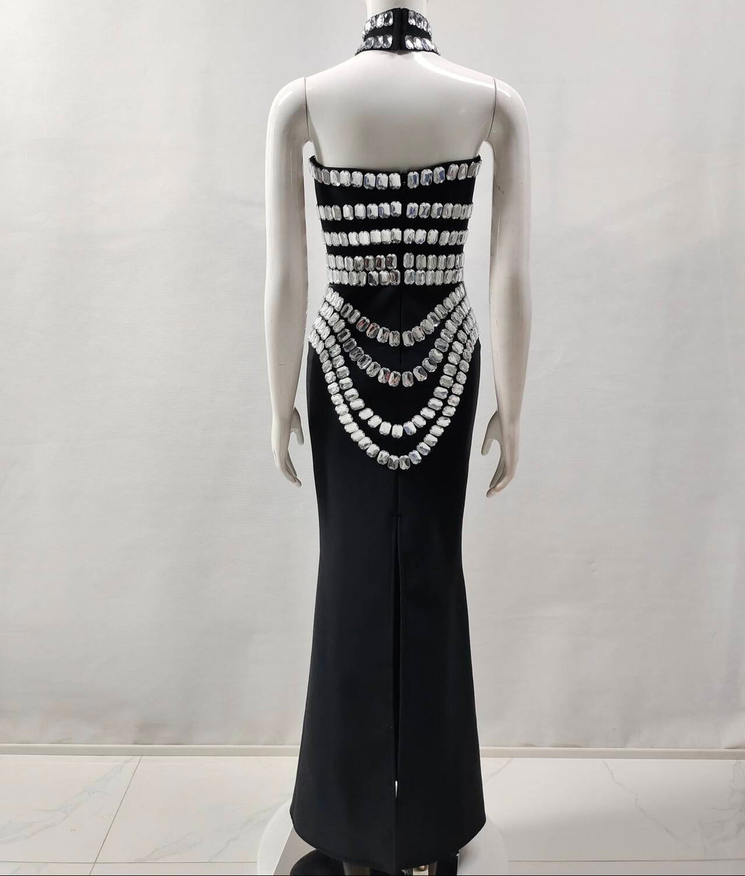 Luxley Strapless Rhinestone Diamond Maxi Dress - Hot fashionista