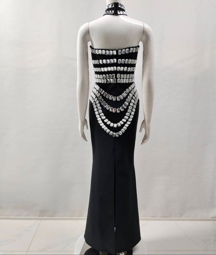 Luxley Strapless Rhinestone Diamond Maxi Dress - Hot fashionista