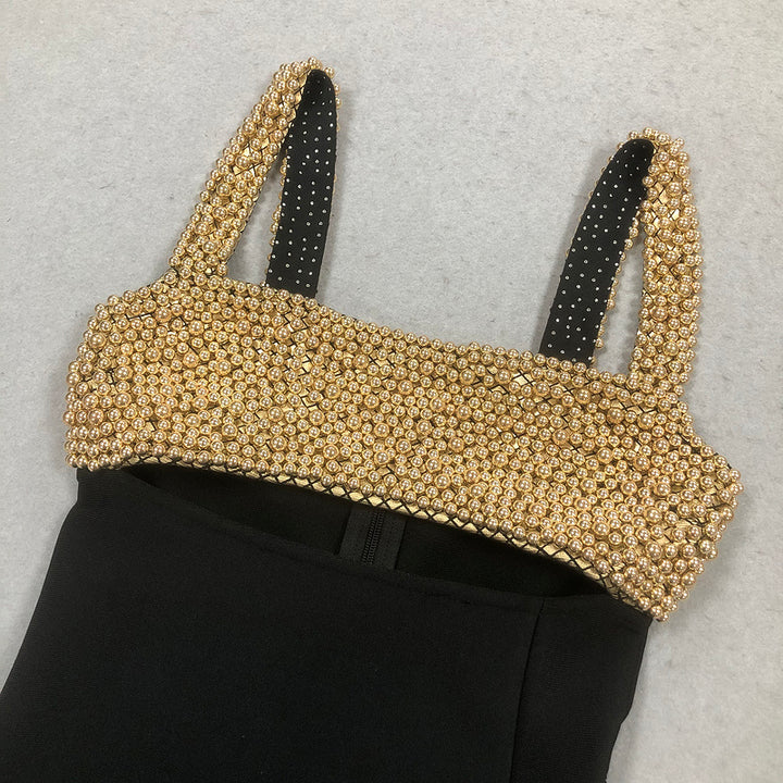 Lyric Crêpe with Gold Embroidery Dress - Hot fashionista