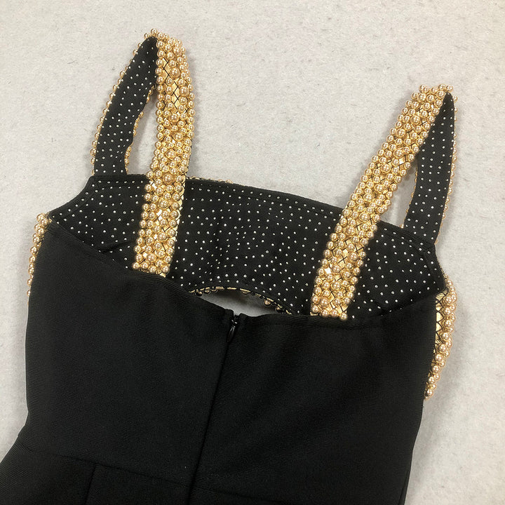 Lyric Crêpe with Gold Embroidery Dress - Hot fashionista