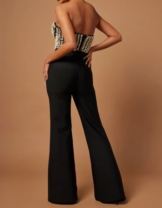 Mavis Strapless Bustier Pearl Jumpsuit - Hot fashionista