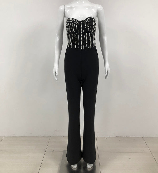 Mavis Strapless Bustier Pearl Jumpsuit - Hot fashionista