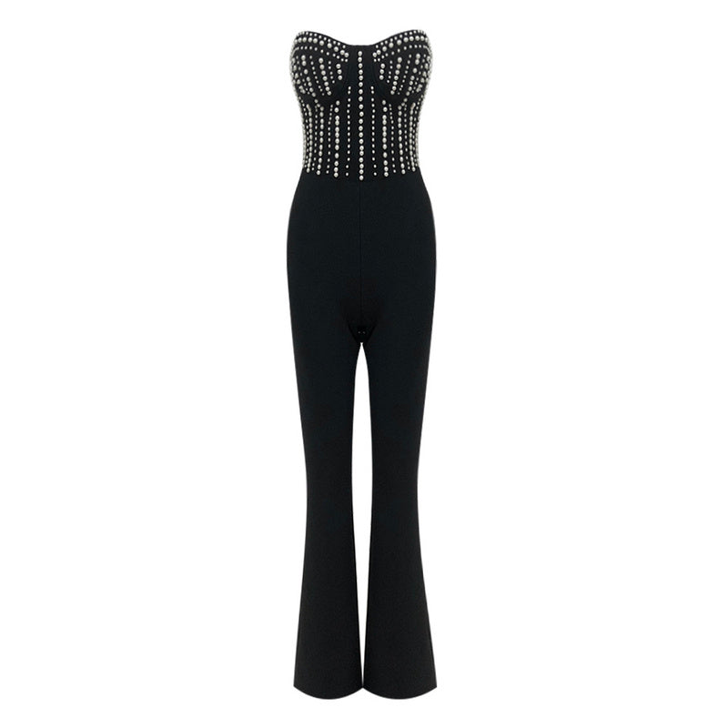 Mavis Strapless Bustier Pearl Jumpsuit - Hot fashionista