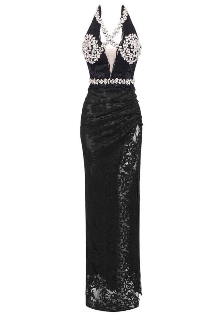 Melrose Crystal Bustier Lace Maxi Dress - Hot fashionista