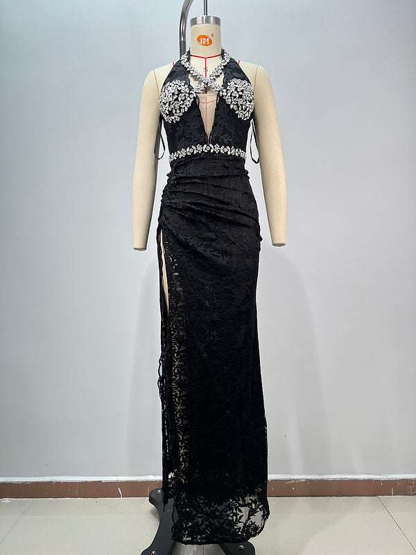 Melrose Crystal Bustier Lace Maxi Dress - Hot fashionista