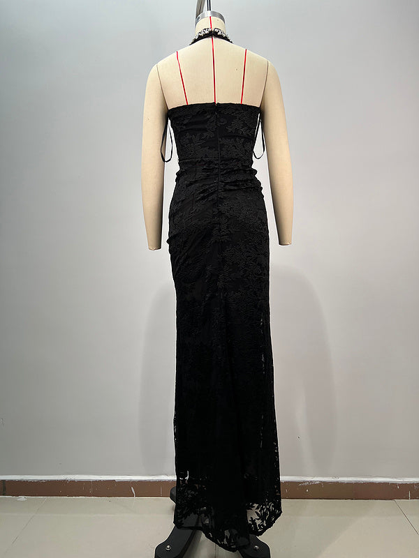 Melrose Crystal Bustier Lace Maxi Dress - Hot fashionista