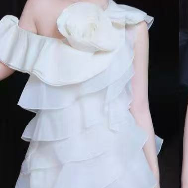 Milan Flower One Shoulder Ruffle Mini Dress - Hot fashionista