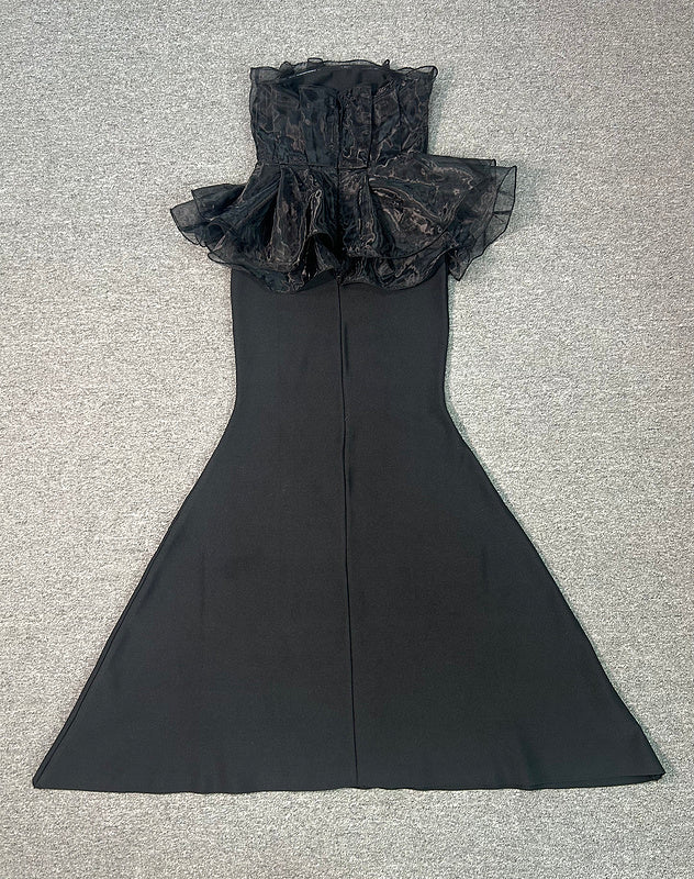 Moxie Strapless Long Mermaid Dress with Ruffle Accents - Hot fashionista