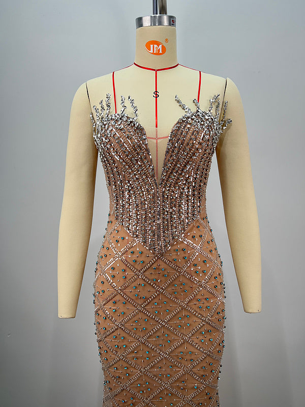 Myla Strapless Crystal Beaded Mermaid Dress - Hot fashionista