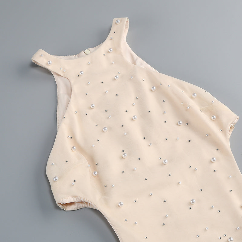 Navy Pearl Crystal Mesh Maxi Dress - Hot fashionista