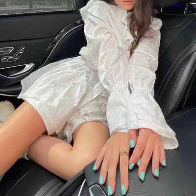 Hot Fashionista Nell Long Sleeve Ruffle Embellished Mini Dress