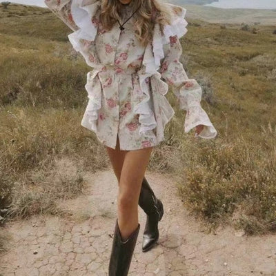 Hot Fashionista Nevada Long Sleeve Floral Lace Mini Dress