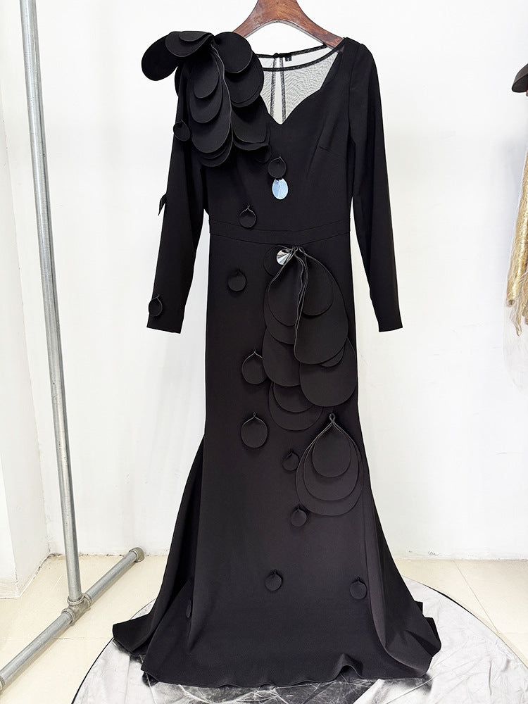 Nyla Ruffled Rosette Evening Dress - Hot fashionista