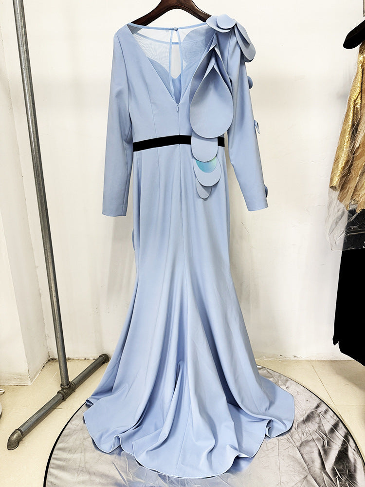 Nyla Ruffled Rosette Evening Dress - Hot fashionista