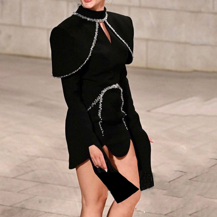 Nyomi Long Sleeve Crystal Trim Embellished Mini Dress - Hot fashionista