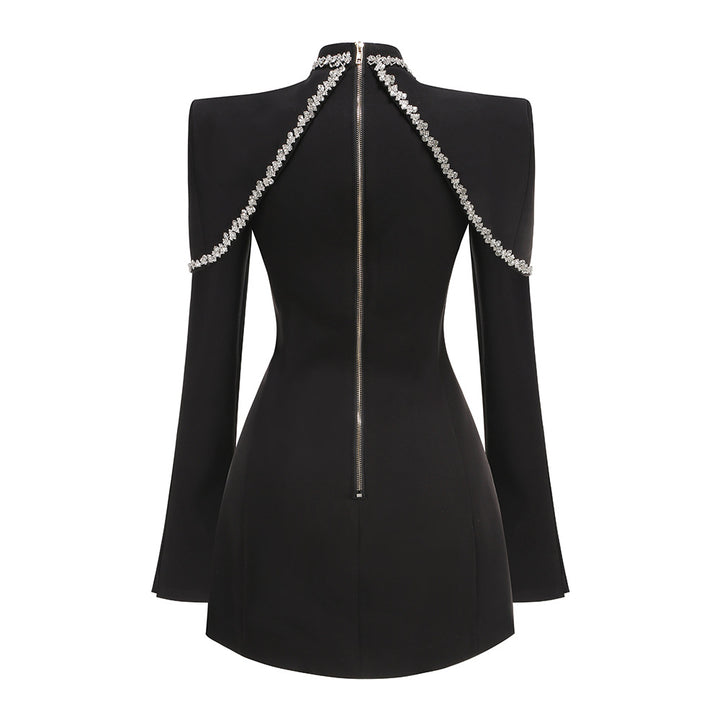 Nyomi Long Sleeve Crystal Trim Embellished Mini Dress - Hot fashionista