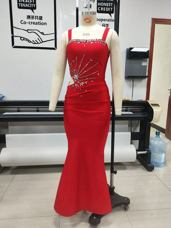 Oaklyn Crystal Embellished Draped Maxi Dress - Hot fashionista