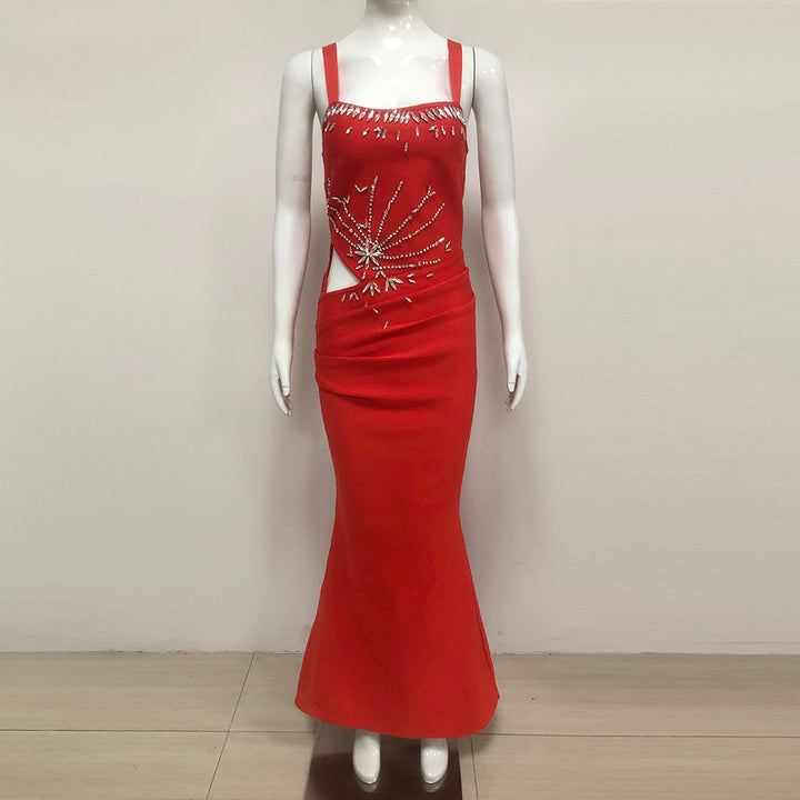 Oaklyn Crystal Embellished Draped Maxi Dress - Hot fashionista