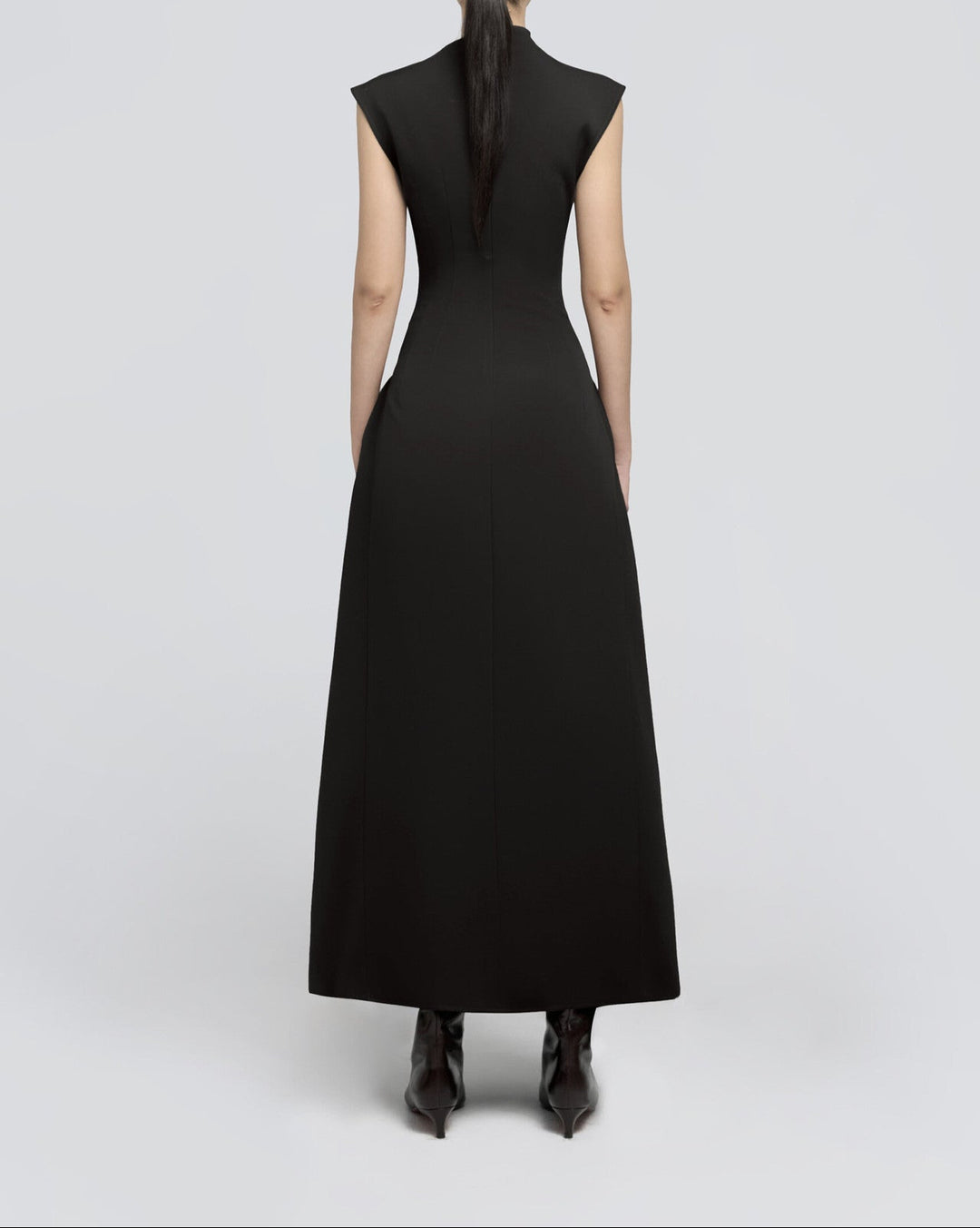 Onyx Sleeveless Asymmetrical Collar High Waist Maxi Dress - Hot fashionista