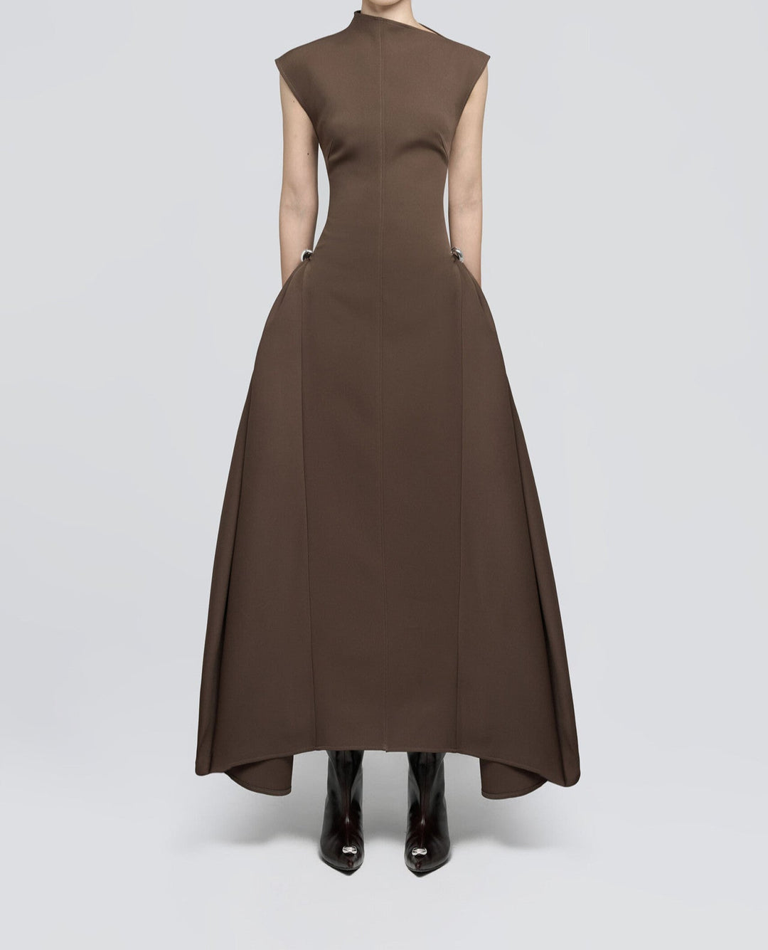 Onyx Sleeveless Asymmetrical Collar High Waist Maxi Dress - Hot fashionista