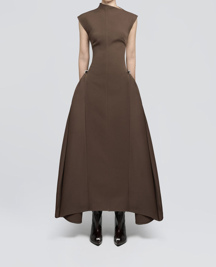 Onyx Sleeveless Asymmetrical Collar High Waist Maxi Dress - Hot fashionista