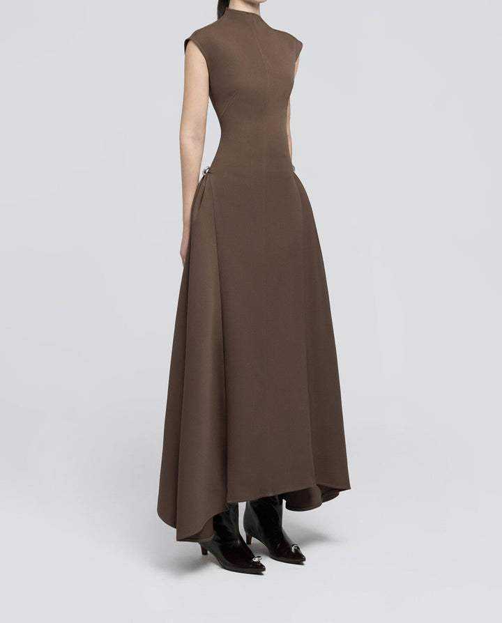 Onyx Sleeveless Asymmetrical Collar High Waist Maxi Dress - Hot fashionista