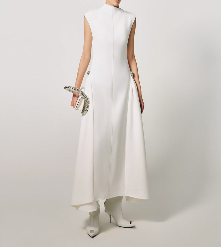 Onyx Sleeveless Asymmetrical Collar High Waist Maxi Dress - Hot fashionista