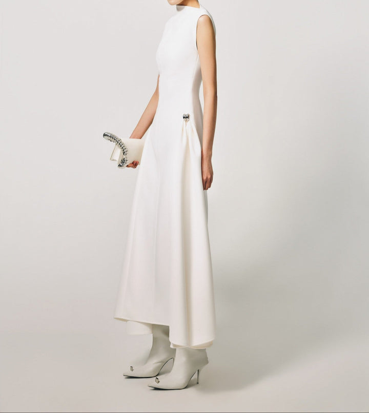 Onyx Sleeveless Asymmetrical Collar High Waist Maxi Dress - Hot fashionista