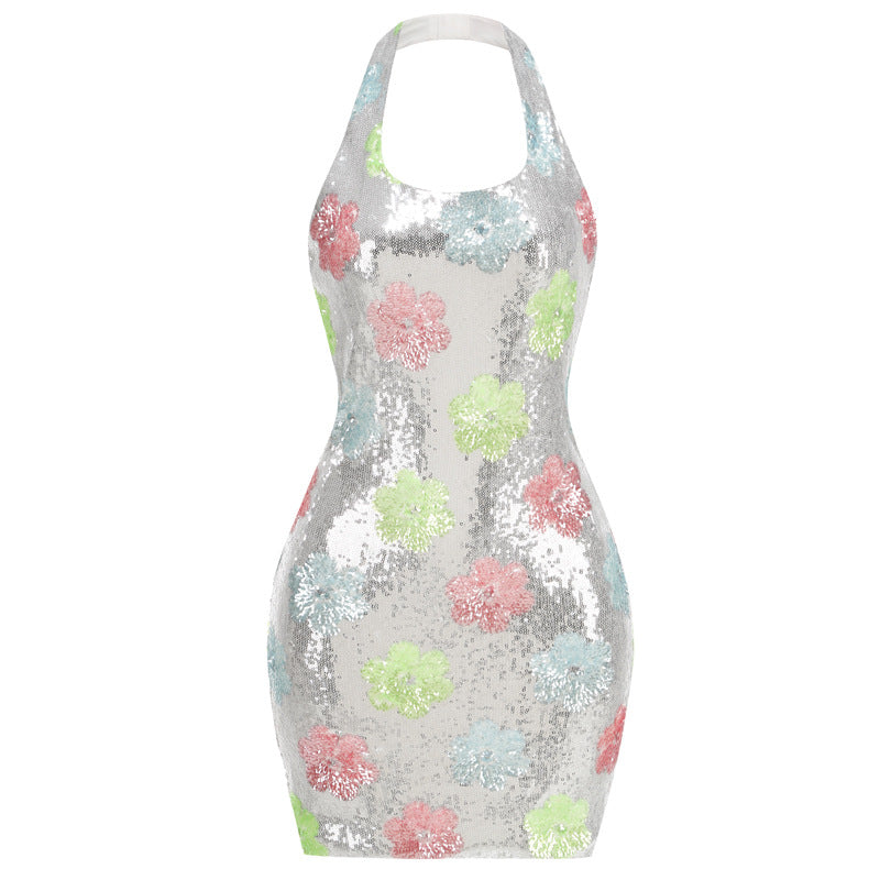 Oriana Embellished Floral Sequin  Mini Dress - Hot fashionista